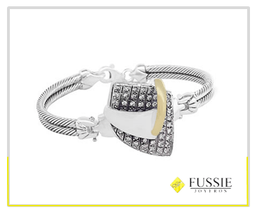 Brazalete en plata con acabados en oro y circones